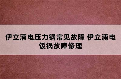 伊立浦电压力锅常见故障 伊立浦电饭锅故障修理